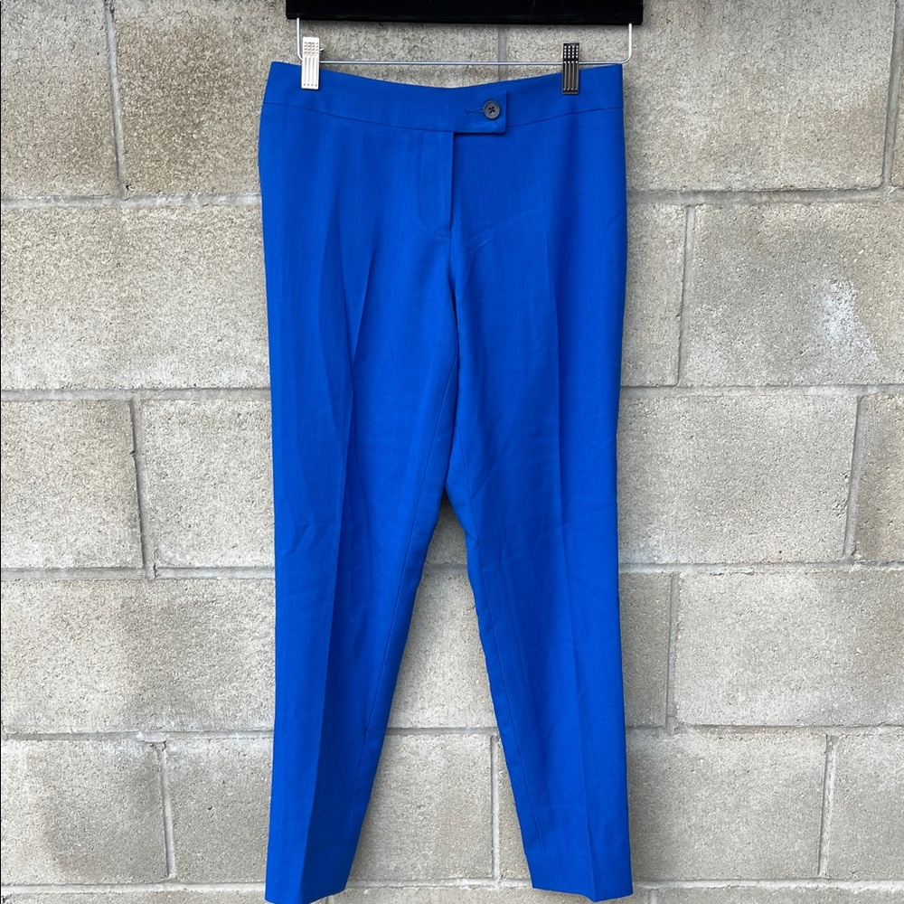 Yaly Couture Royal Blue Trouser Pants Work Career Business Office Wool Silk etc